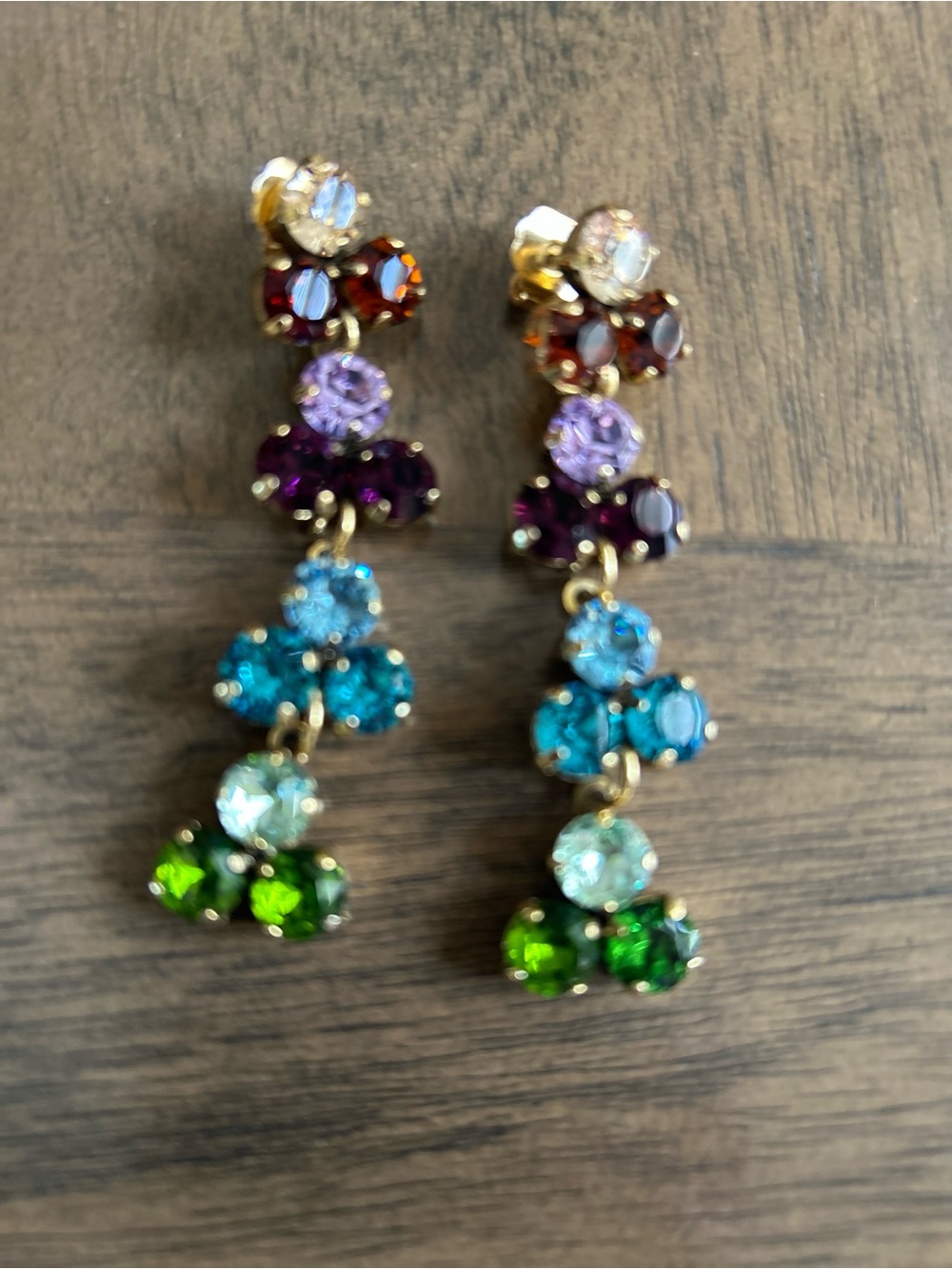 Tova Multicolor Swarovski Crystal Drop Earrings - Gold Tone